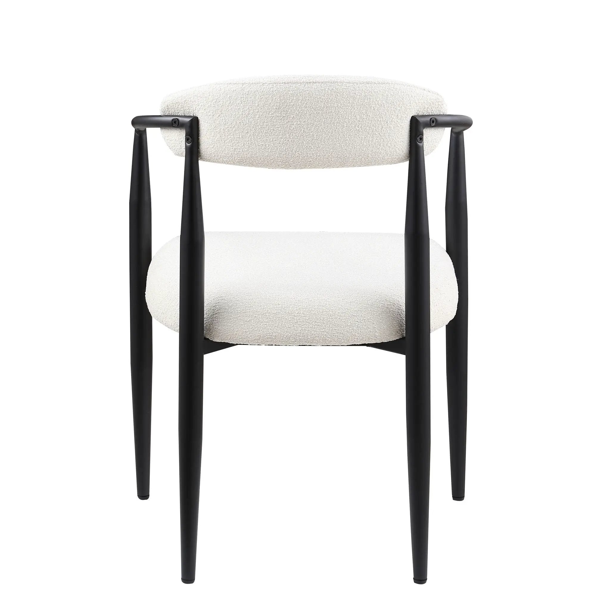 Dining Chairs (Set of 2), Mid-Century Modern Dining Chairs, Kitchen Dining Room Chairs, Round Boucle Backrest Sherpa Dining Chair With Metal Legs by HouseOfZazla