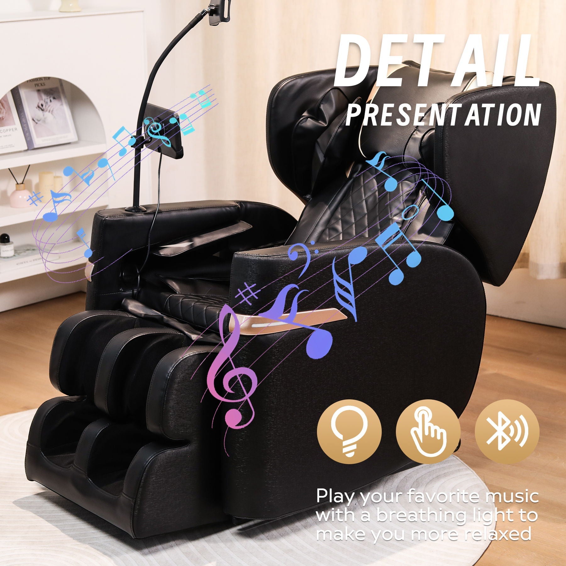 Massage Chair Recliner With Zero Gravity And Full Body Air Pressure - Black by HouseOfZazla