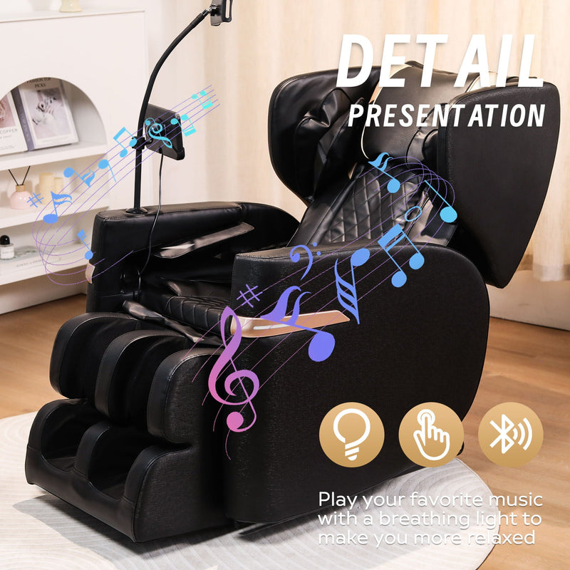 Massage Chair Recliner With Zero Gravity And Full Body Air Pressure - Black by HouseOfZazla