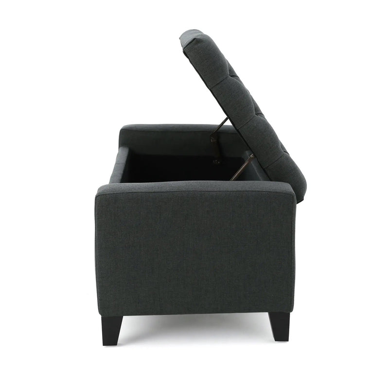 Contemporary Storage Ottoman With Tufted Top - Dark Gray by HouseOfZazla