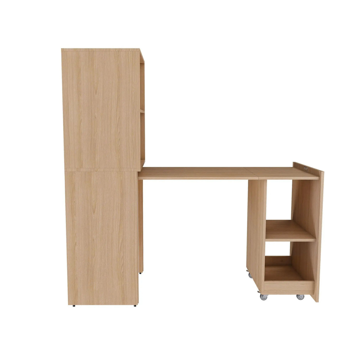 Stretchable Office Desk With Storage Shelves And Mobile Wheels by HouseOfZazla