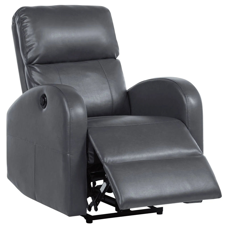 Grant Upholstered Power Recliner Chair Grey by Unique Piece Furniture