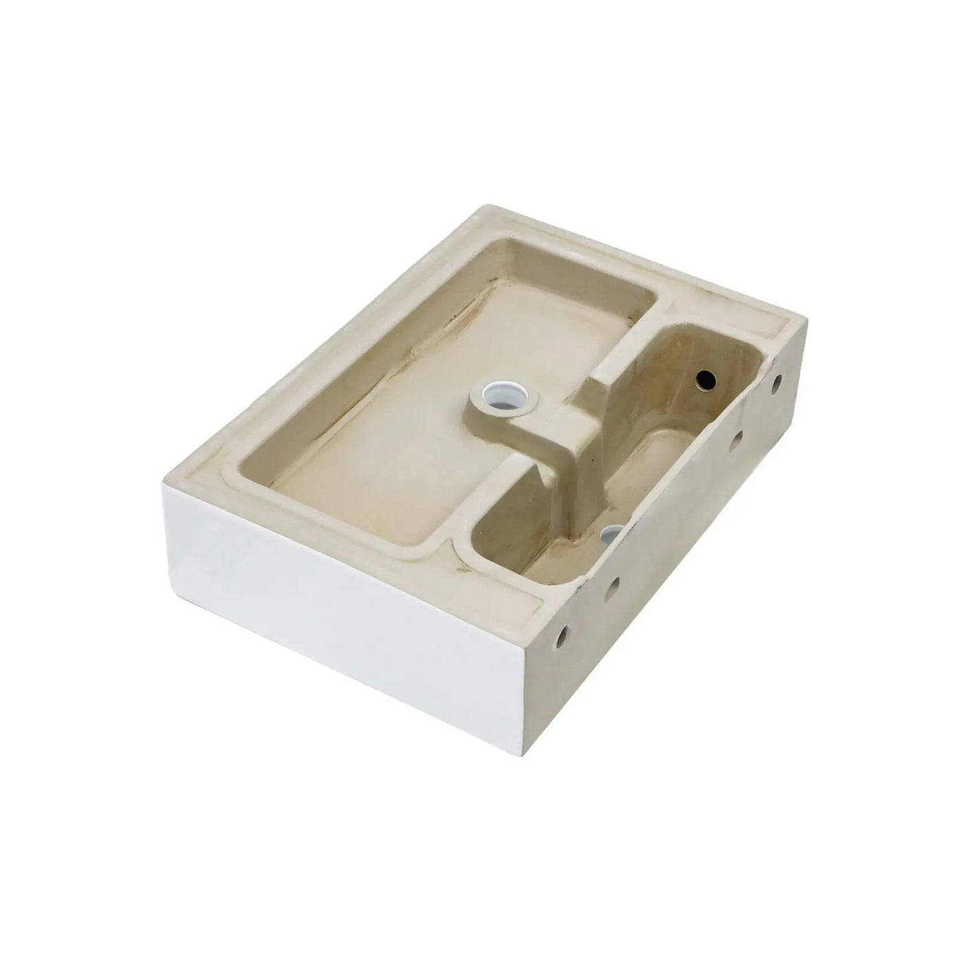 Modern Ceramic Rectangular Wall Mounted Bathroom Sink With Faucet Hole & Overflow by HouseOfZazla