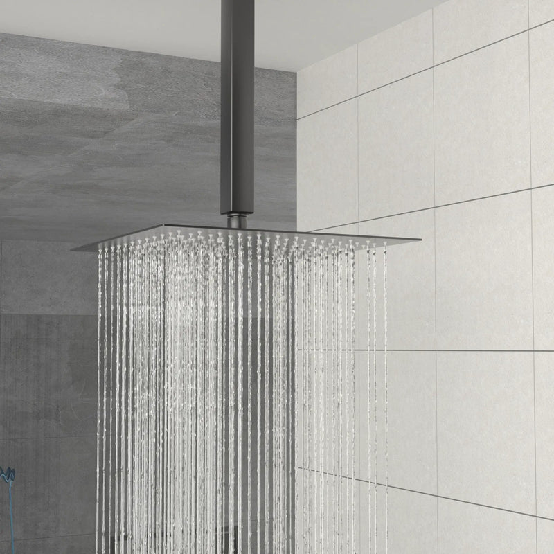 Modern Dual Shower Head System With 16" Ceiling Mount Finish, Stainless Steel And Brass by HouseOfZazla