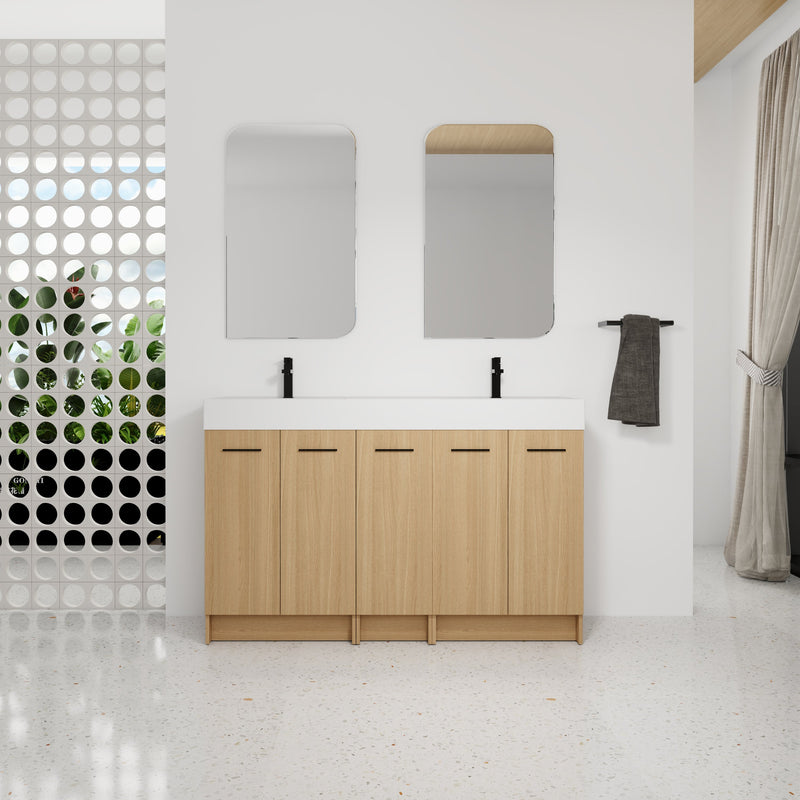 60" Double Sink Bathroom Vanity with Extra-Large Storage by HouseOfZazla