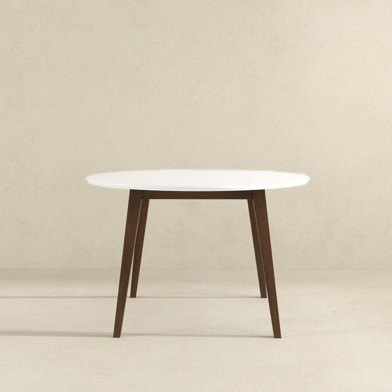 White Round Dining Table with Solid Wood Construction - White, photo 6 of 10