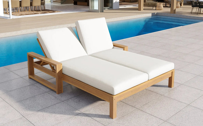 TREXM Outdoor Double Lounge Chair with 5-Position Adjustable Backrest by HouseOfZazla