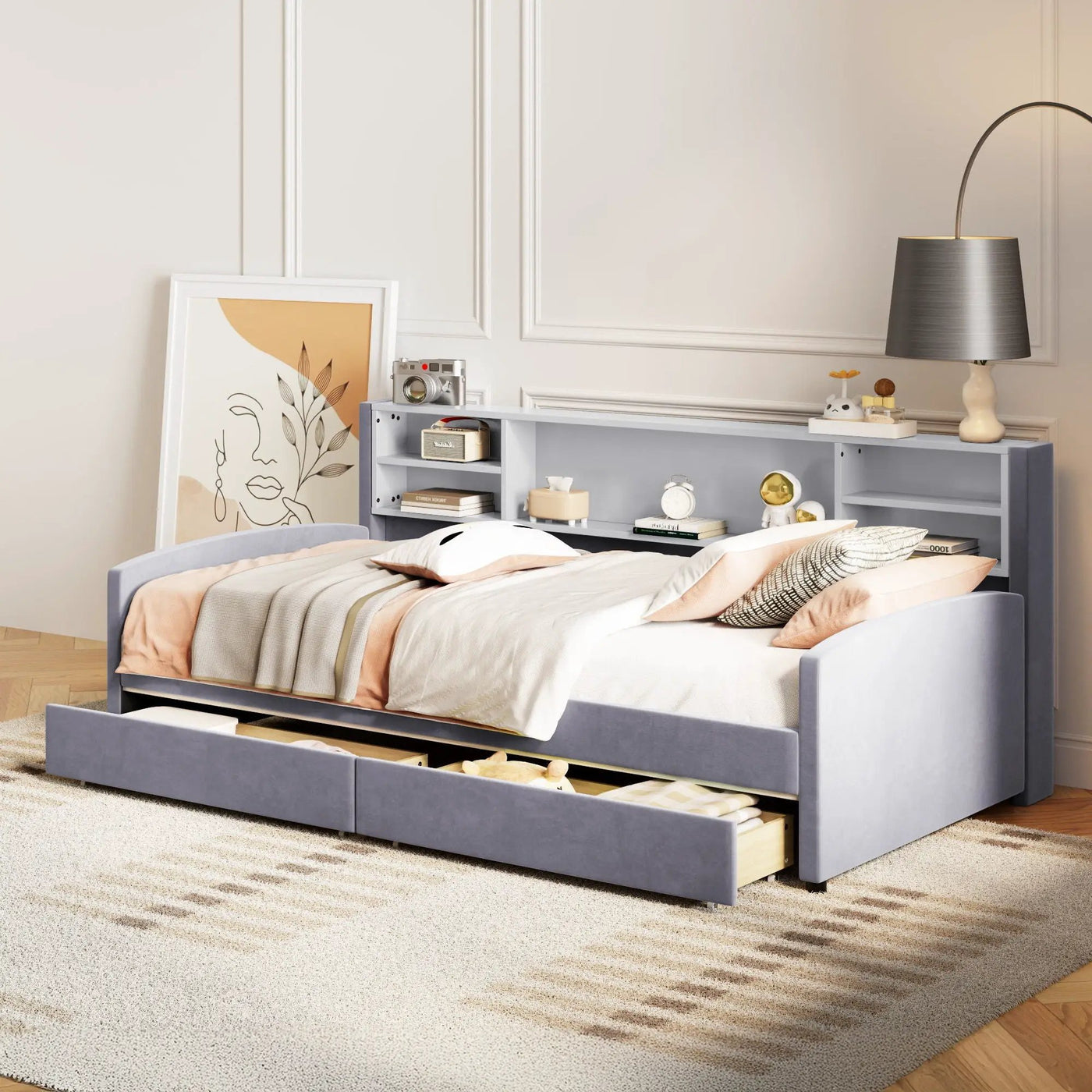 Luxurious Upholstered Platform Bed With Storage Drawers by HouseOfZazla