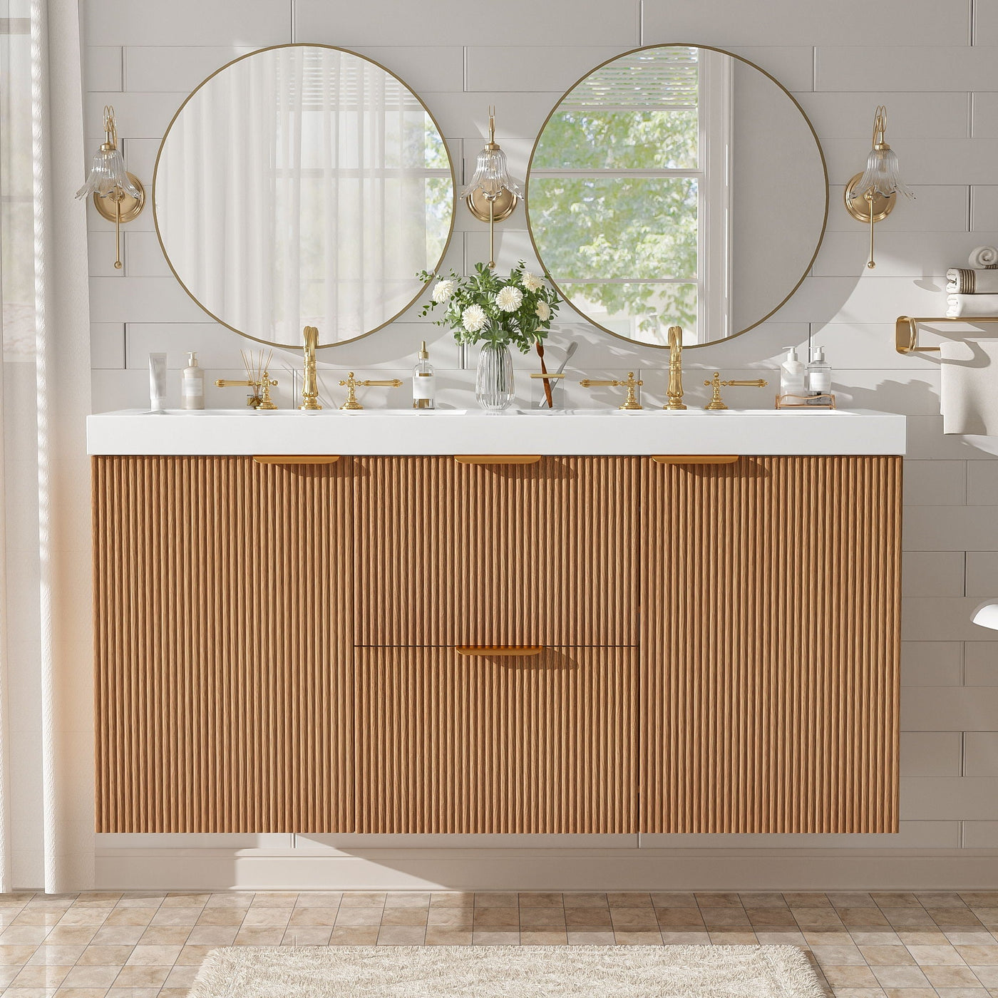 Modern Wall Mounted Bathroom Vanity, Soft Close Doors by Unique Piece Furniture