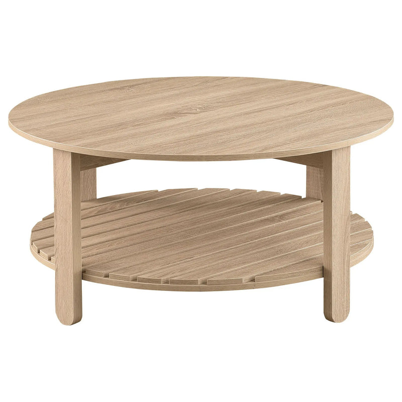 Fowler 1-shelf Round Engineered Wood Coffee Table Natural by Unique Piece Furniture