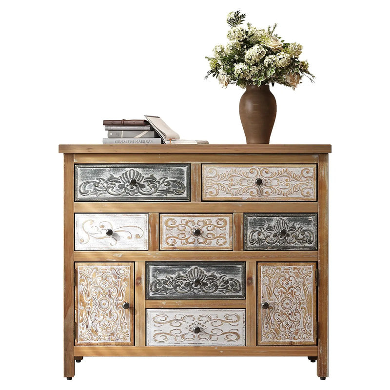Vintage Wooden Accent Chest with 7 Drawers & 2 Cabinets by HouseOfZazla