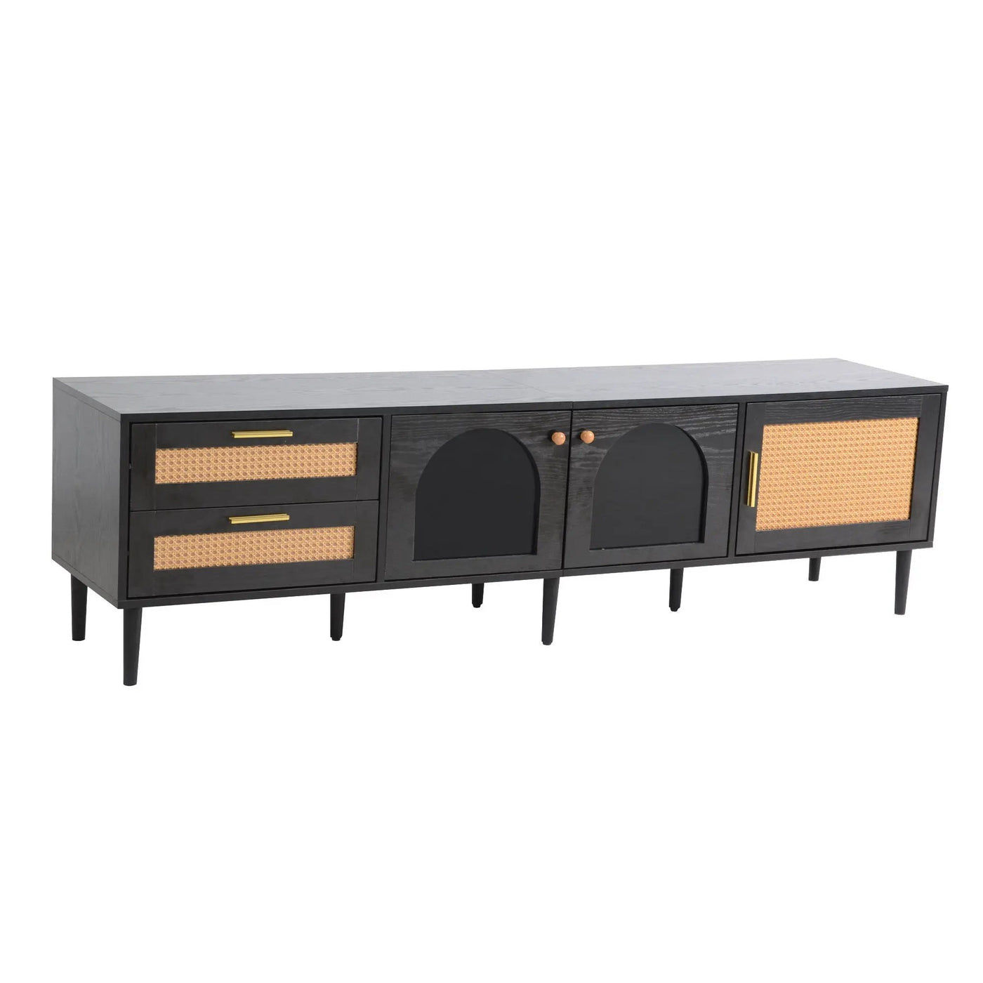 TV Stand With App-Controlled LED Lights, 2 Drawers & Door Storage by HouseOfZazla