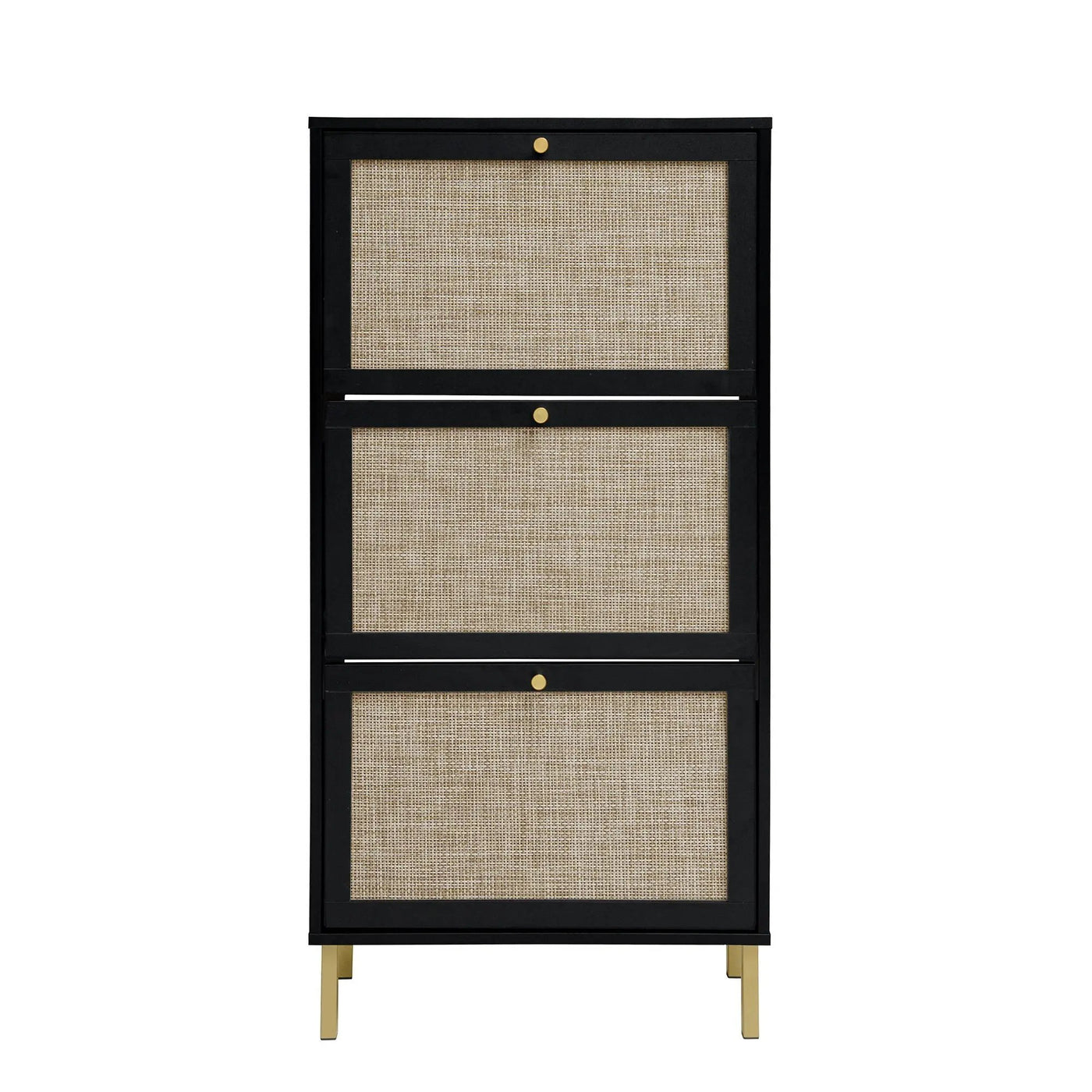 Modern Rattan 3 Door Shoe Rack Cabinet for Entryway by HouseOfZazla