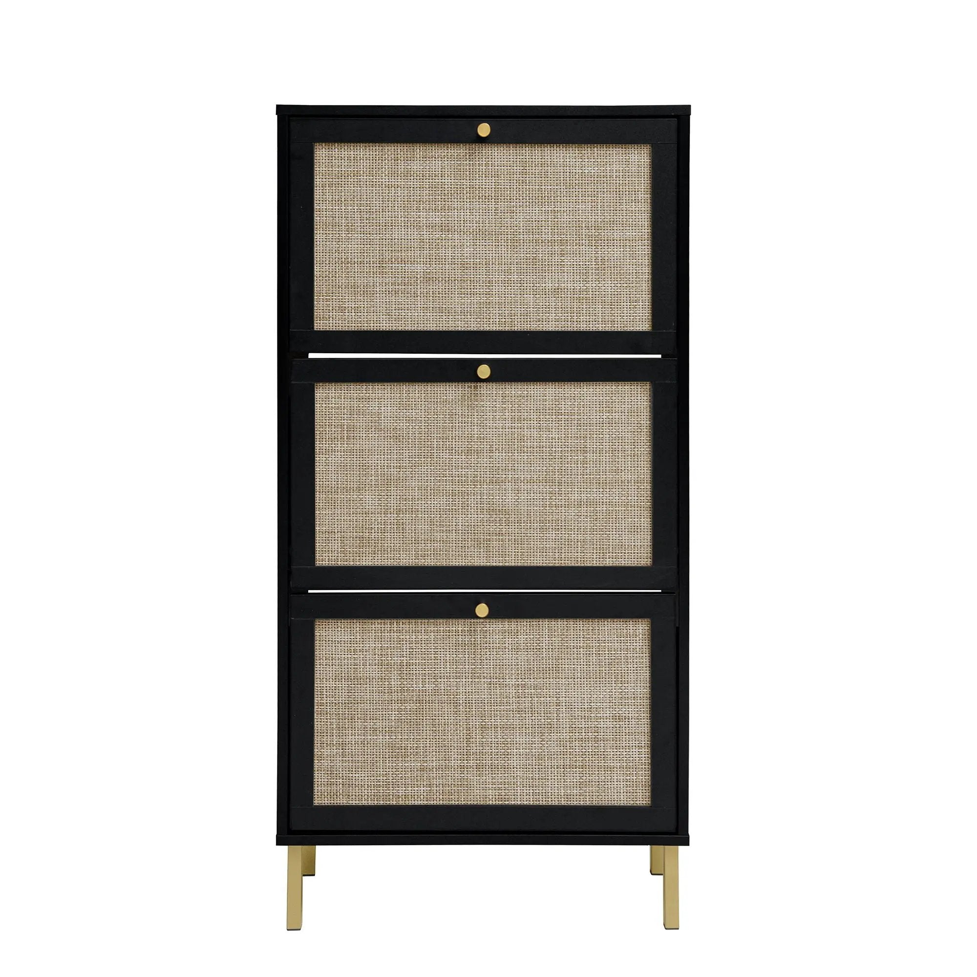 Modern Rattan 3 Door Shoe Rack Cabinet For Entryway by Unique Piece Furniture