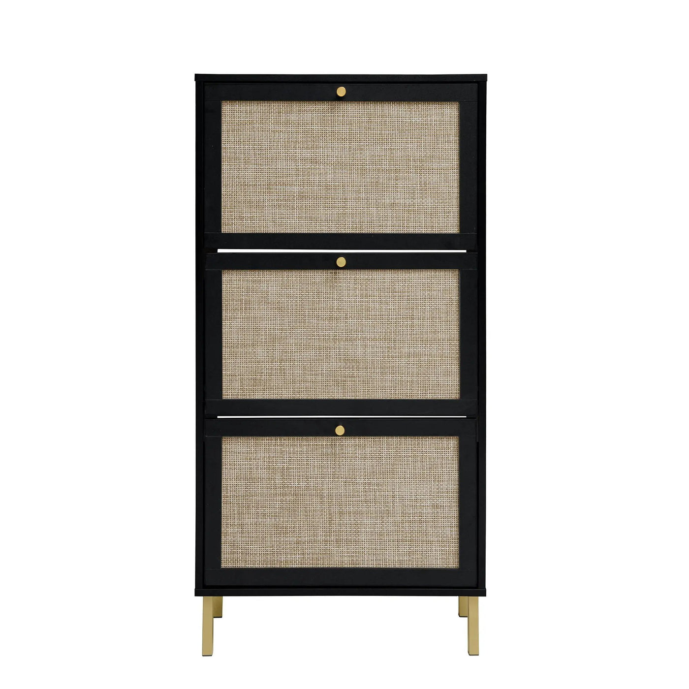 Modern Rattan 3 Door Shoe Rack Cabinet For Entryway by Unique Piece Furniture