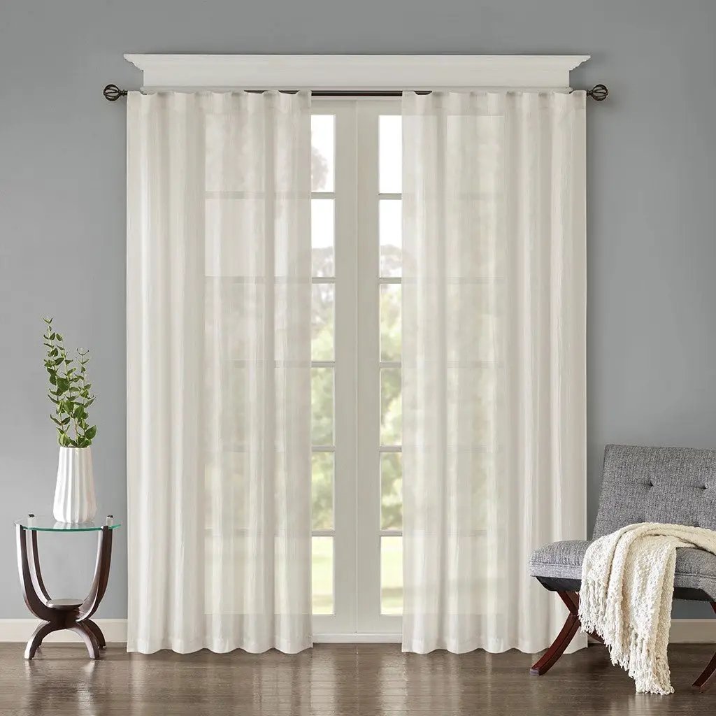 Solid Crushed Curtain Panel Pair (2 Pcs Window Panels) by HouseOfZazla