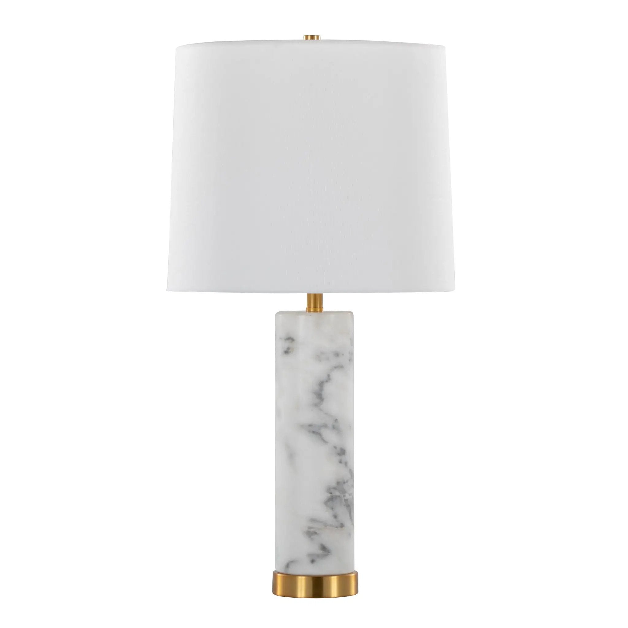 Marabella - Contemporary Marble Table Lamp (Set of 2) - Brass / White by HouseOfZazla