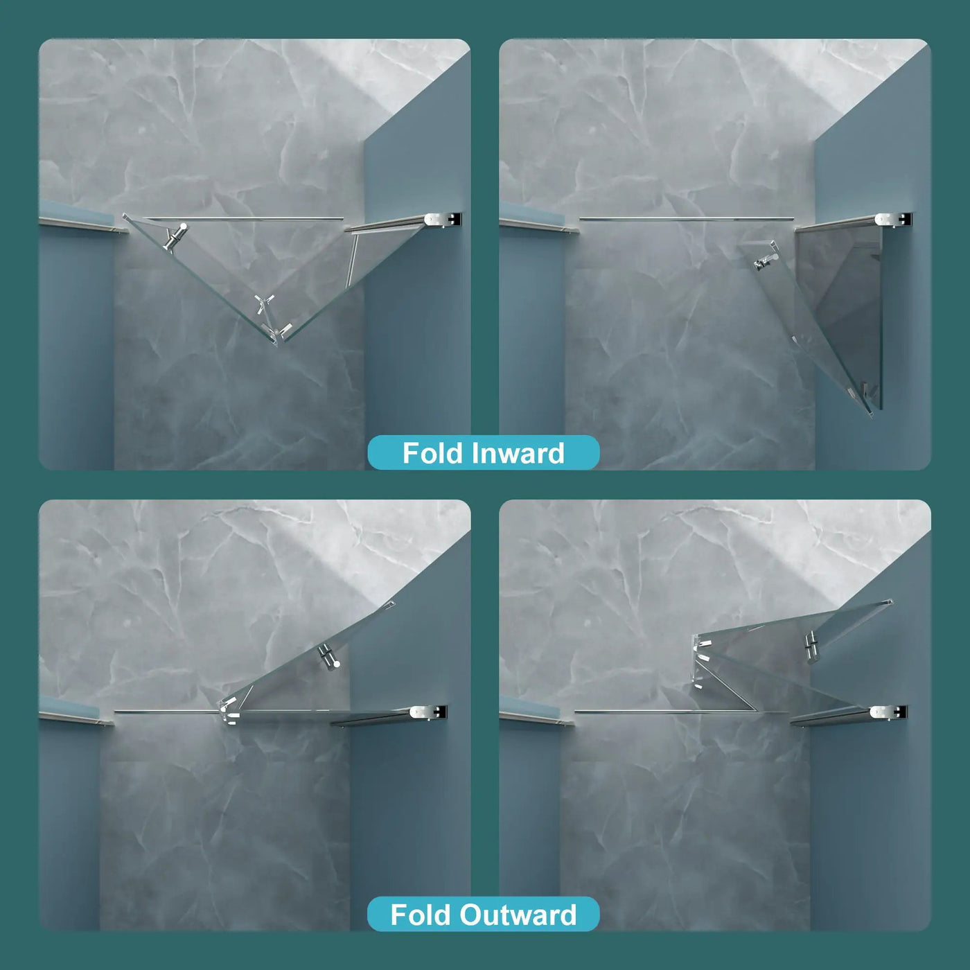 Fold Frameless Shower Door With Tempered Glass by HouseOfZazla