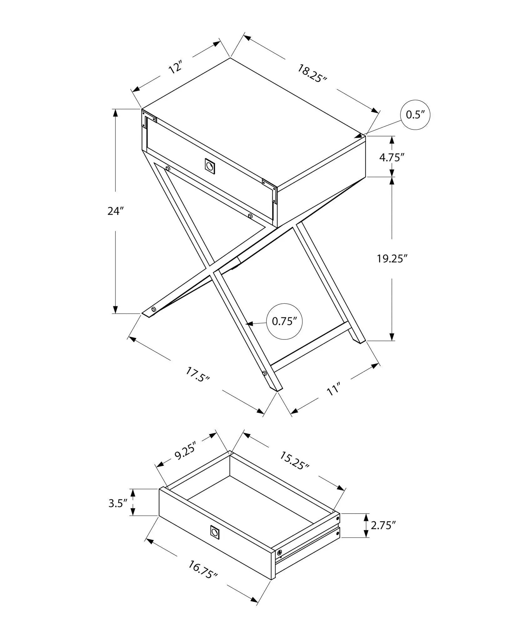 Accent Side Table, Storage Drawer, Stylish Design Contemporary & Modern by Unique Piece Furniture