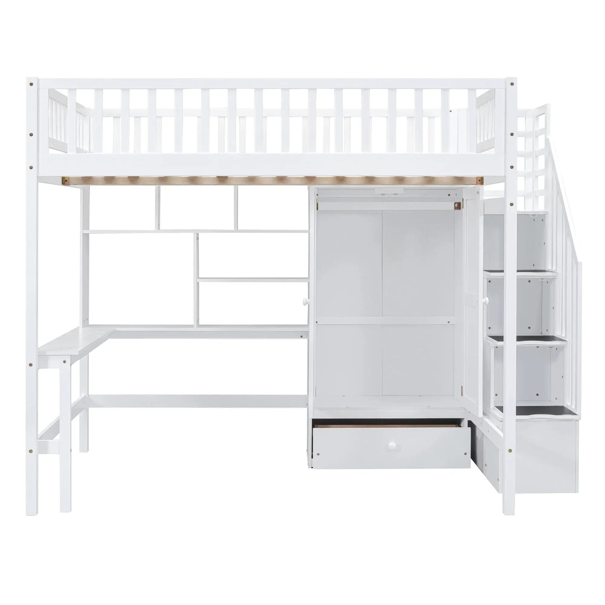 Loft Bed With Bookshelf, Drawers, Desk, And Wardrobe by HouseOfZazla