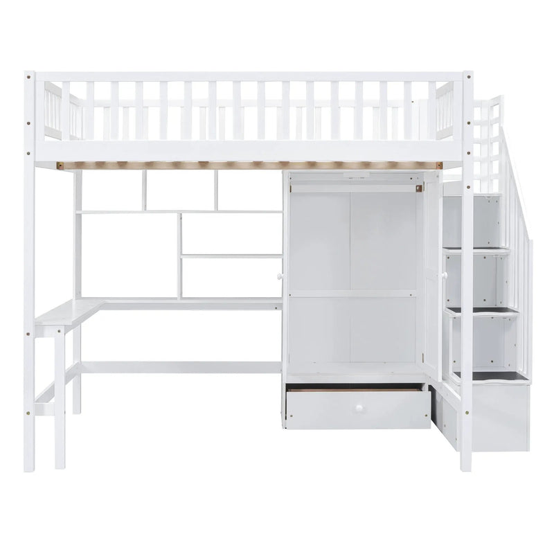 Loft Bed With Bookshelf, Drawers, Desk, And Wardrobe by HouseOfZazla