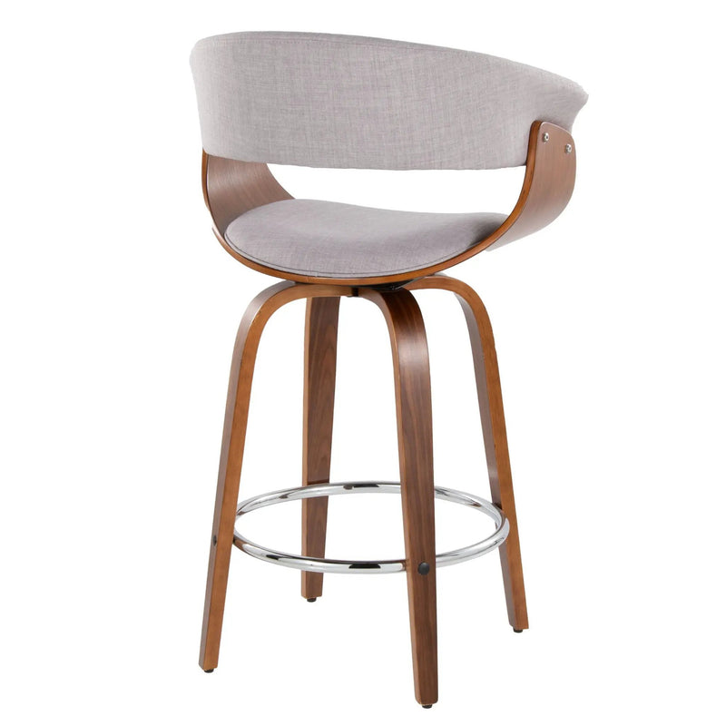 Vintage Mod - Mid Century Modern Fixed Height Counter Stool With Swivel With Round Footrest (Set of 2) by Unique Piece Furniture