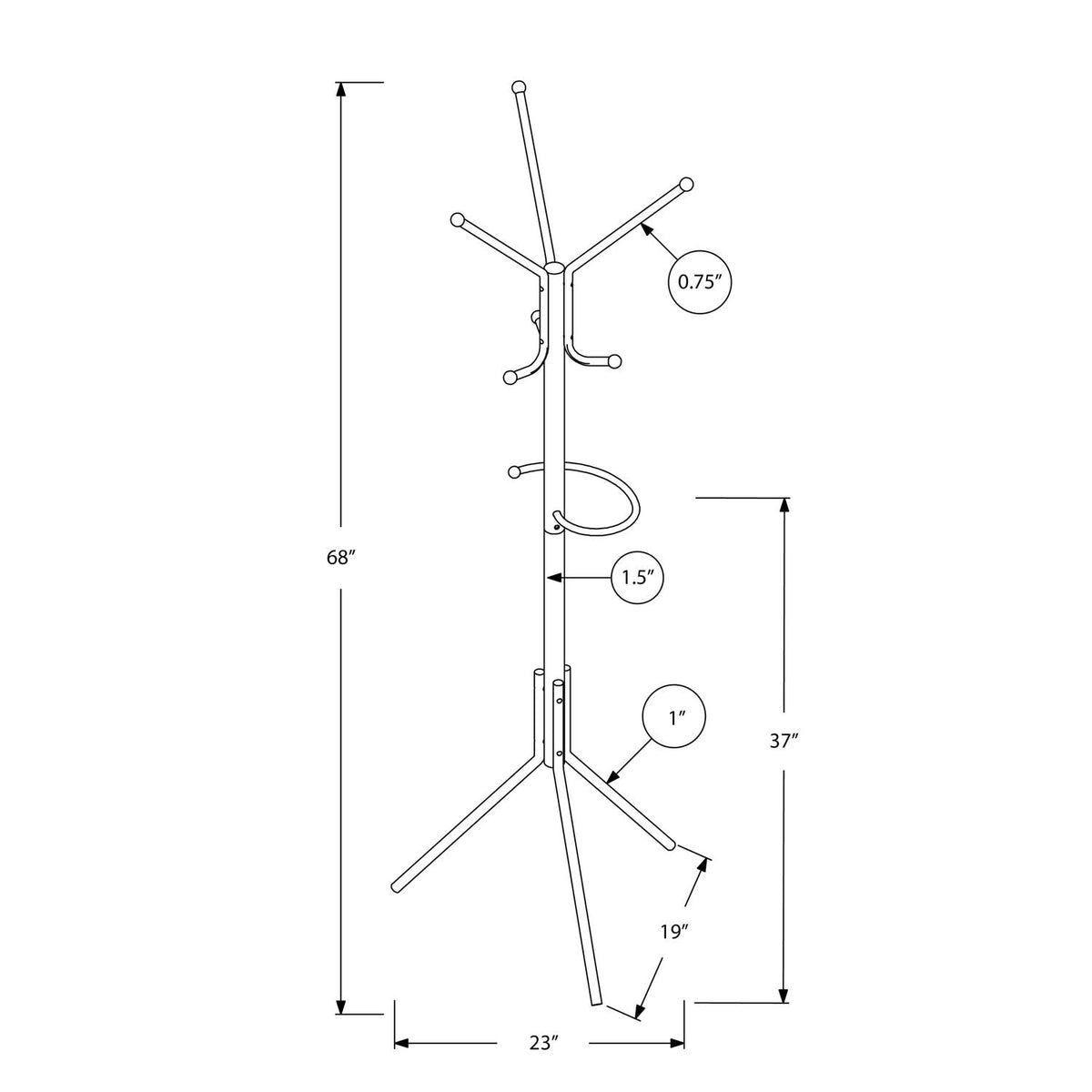 Coat Rack, Hall Tree, Free Standing, Hanging Bar, 6 Hooks, Entryway, Contemporary & Modern, photo 7 of 10