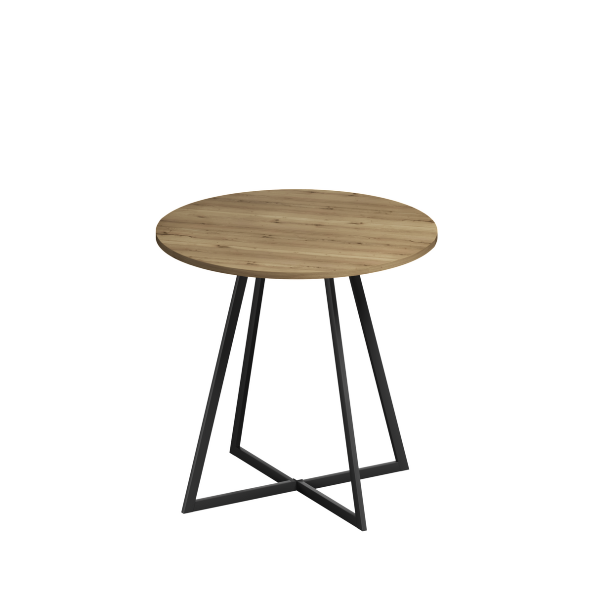 31.5 Inch Round Dining Table with Black Metal Legs - Brown, photo 10 of 10