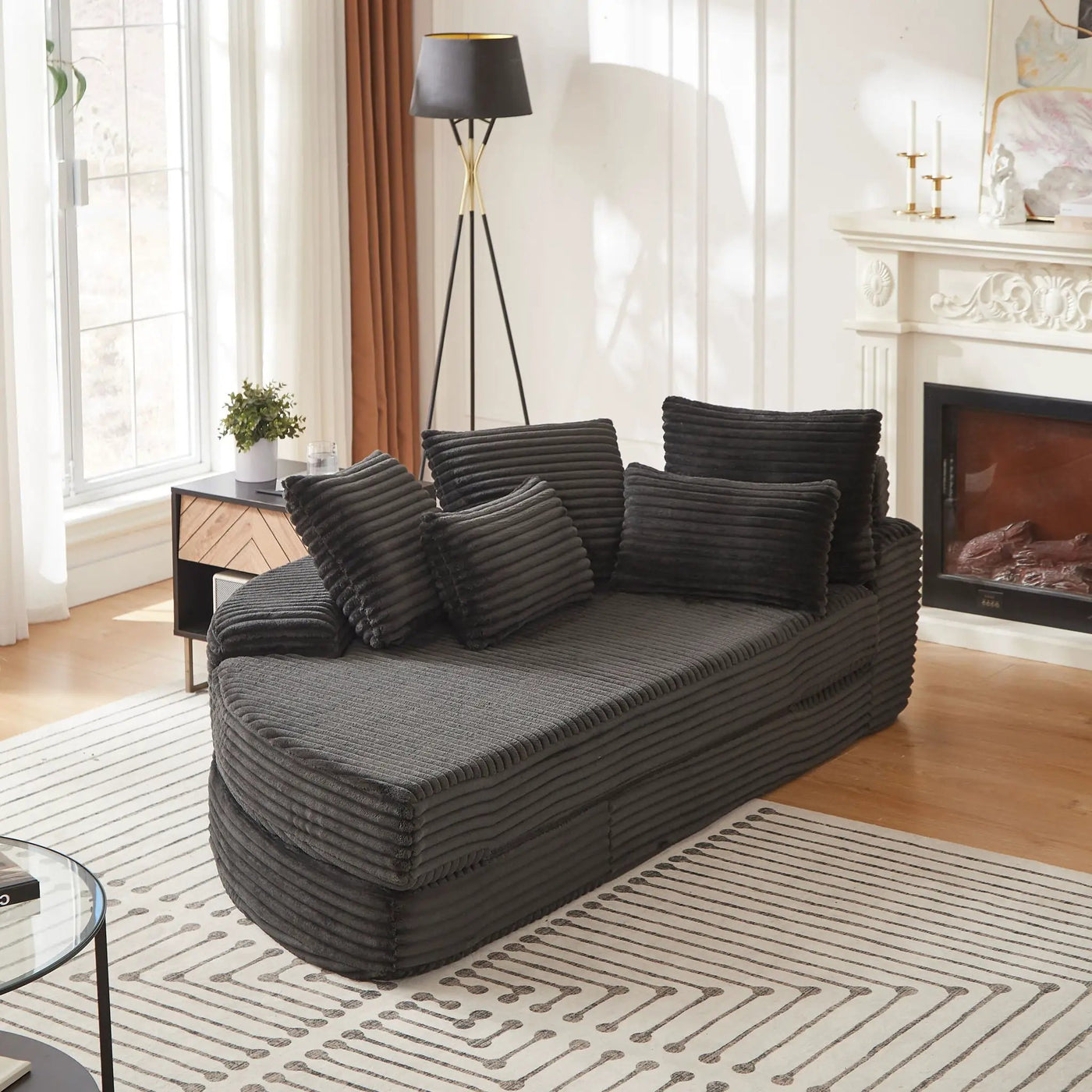 Semi Circular 2 In 1 Sofa Bed With Neck Pillow And Throw Pillows by HouseOfZazla