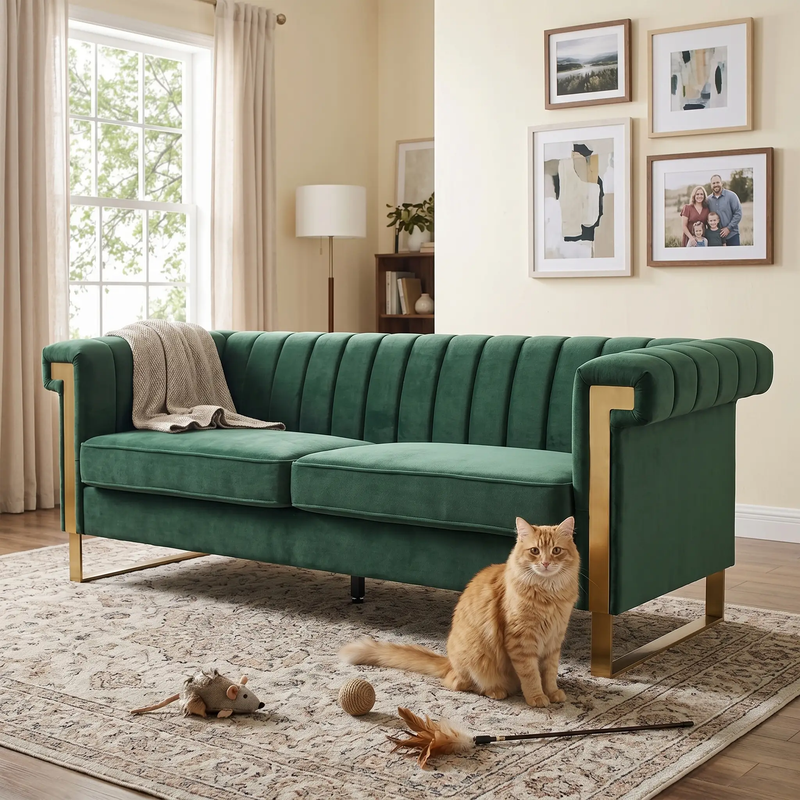 FX-P81B-RG 834-14 Velvet Sofa with Gold Accents by HouseOfZazla