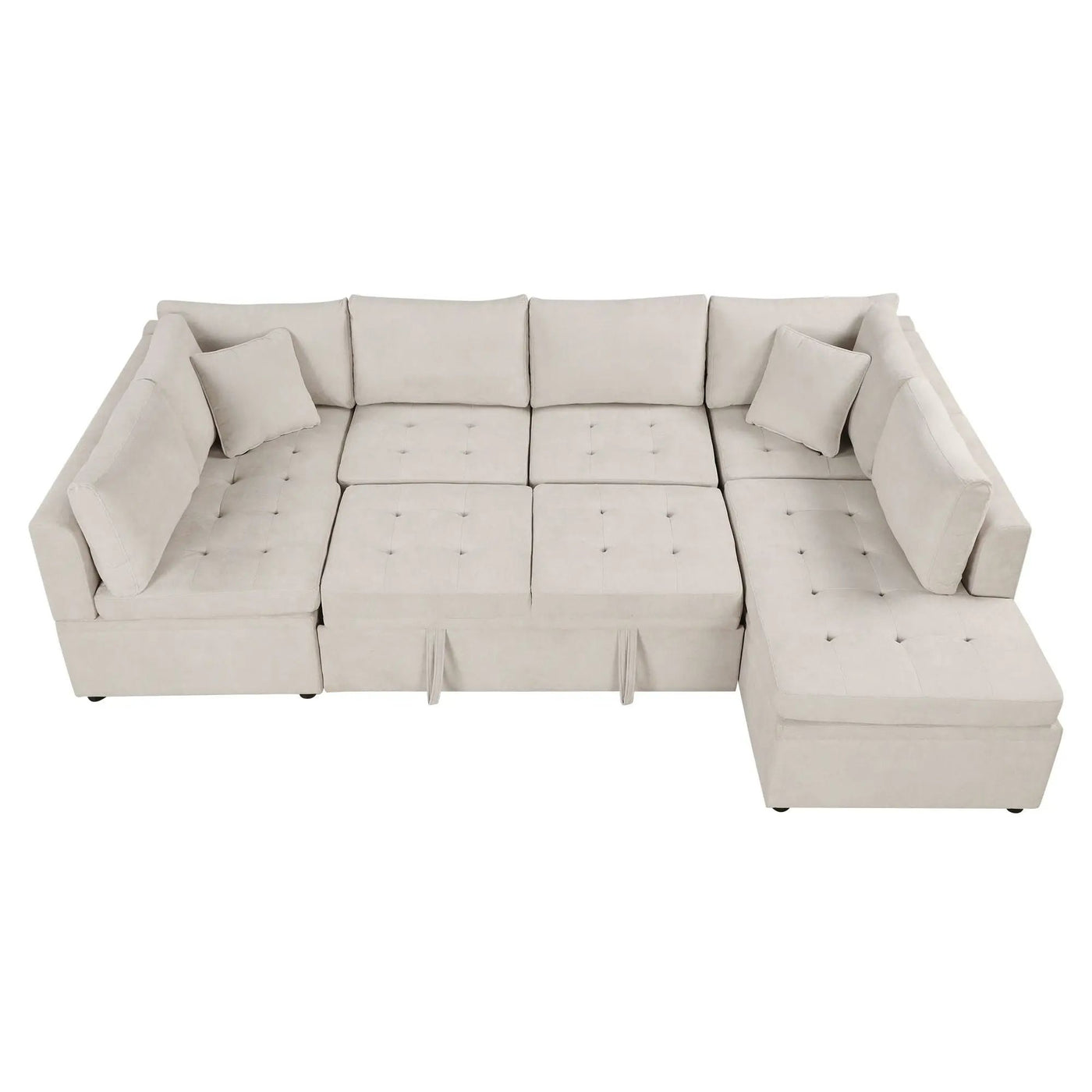 Oversized Sectional Sofa U-Shaped Sofa Couch Pull-Out Sofa Bed With Two Throw Pillows For Living Room by HouseOfZazla