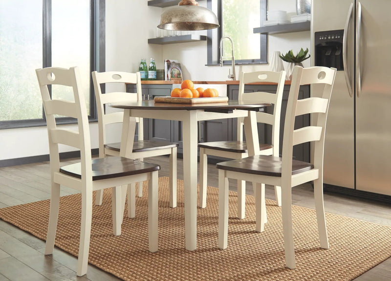 Woodanville - Round DRM Drop Leaf Table - Cream / Brown by Unique Piece Furniture