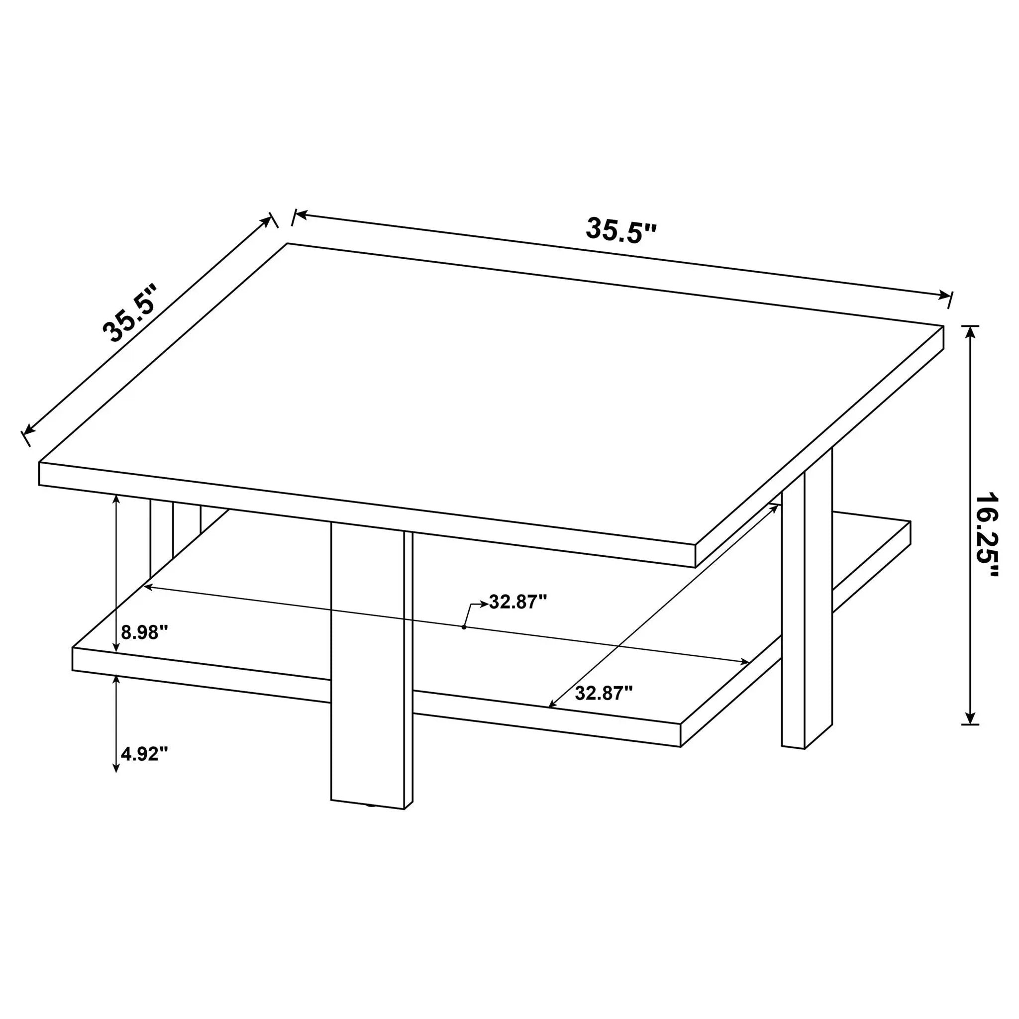 Dawn Square Engineered Wood Coffee Table Mango Brown by Unique Piece Furniture