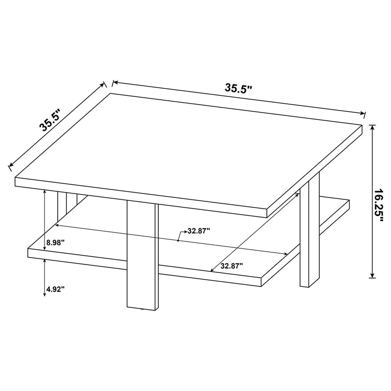 Dawn Square Engineered Wood Coffee Table Mango Brown by Unique Piece Furniture