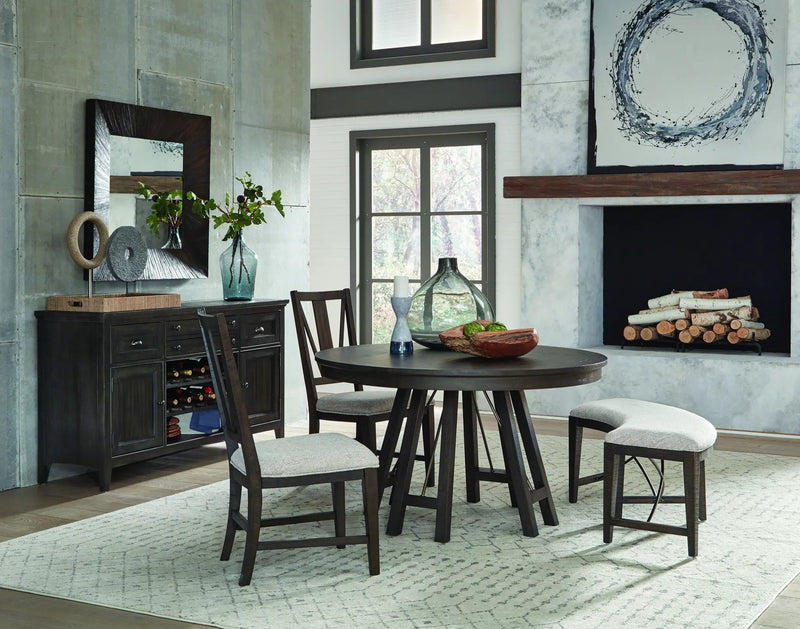 Westley Falls - Curved Bench With Upholstered Seat - Graphite by Unique Piece Furniture