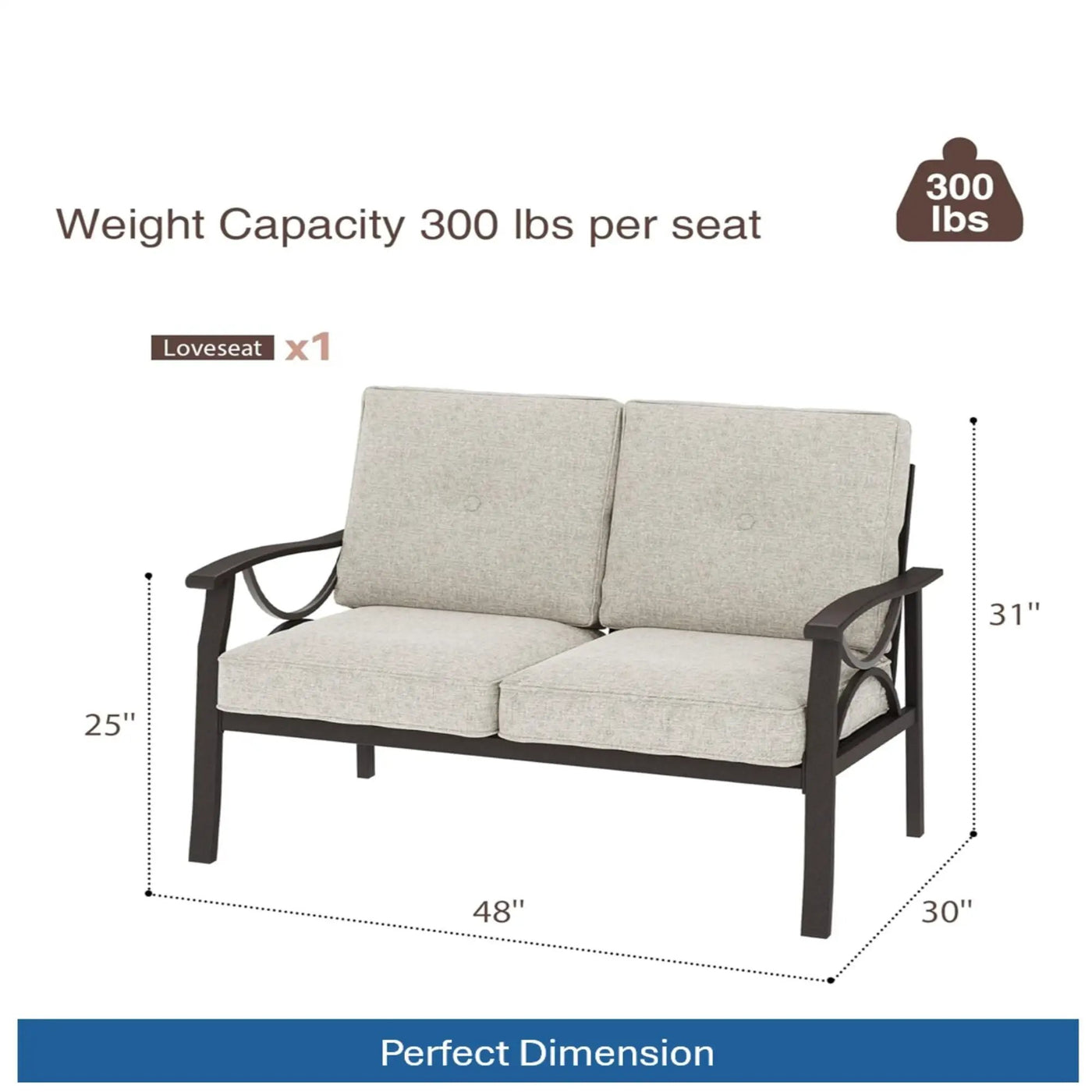 All-Weather Loveseat 2 Seats Sofa With Cushions by HouseOfZazla