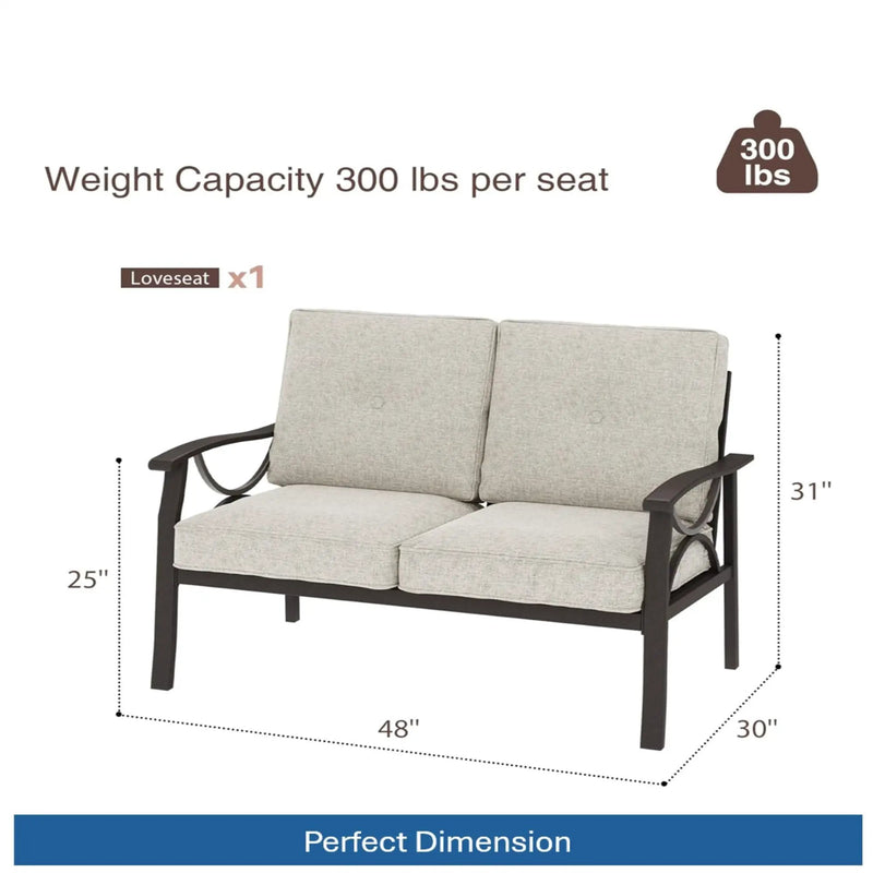 All-Weather Loveseat 2 Seats Sofa With Cushions by HouseOfZazla
