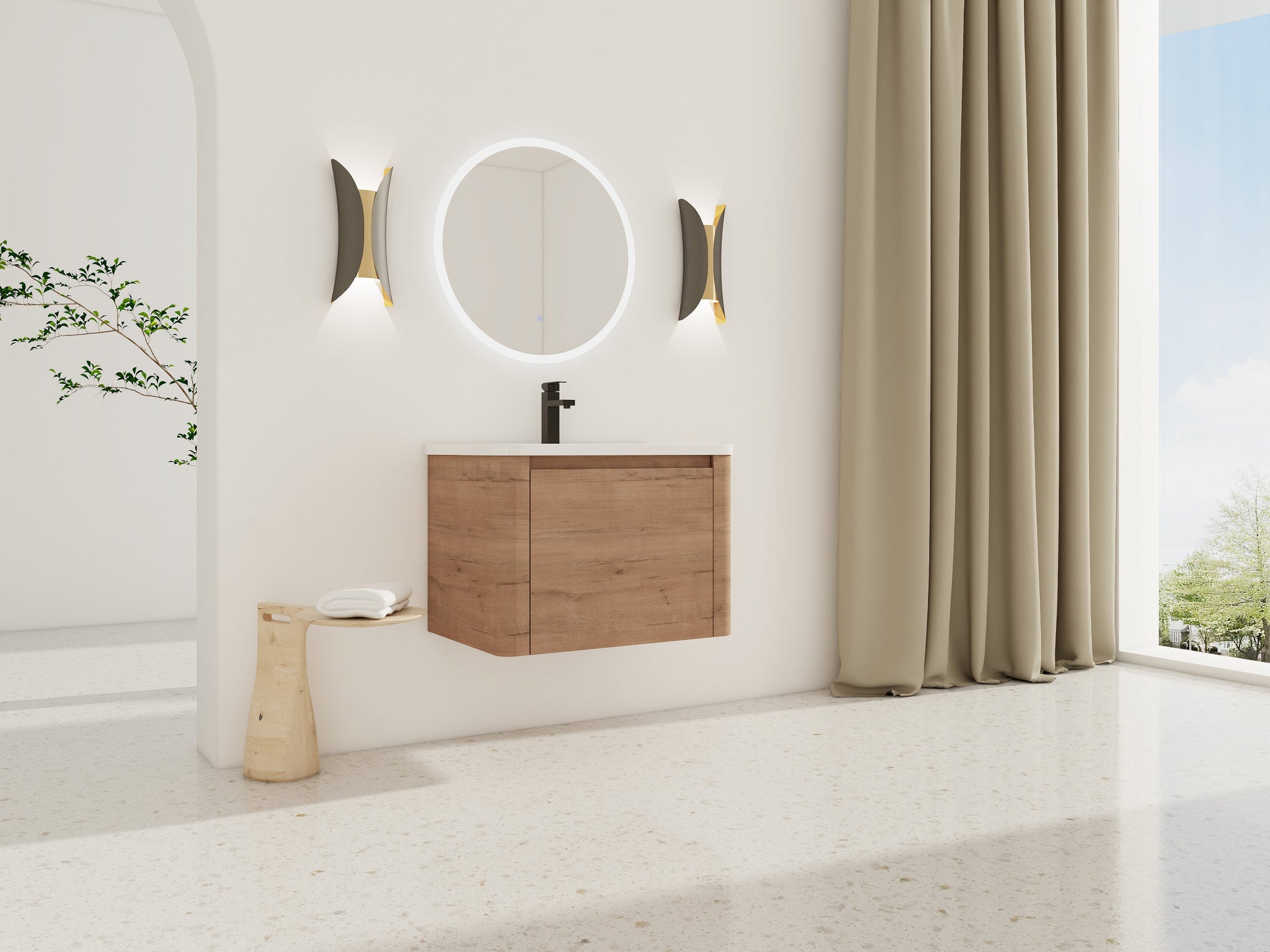 28'' Wall-Mounted Bathroom Vanity with Ceramic Sink by HouseOfZazla