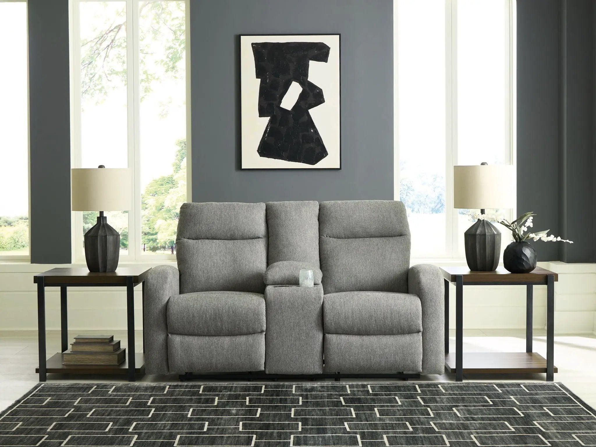 Gauntlet - Double Recline Loveseat With Console - Sterling by Unique Piece Furniture