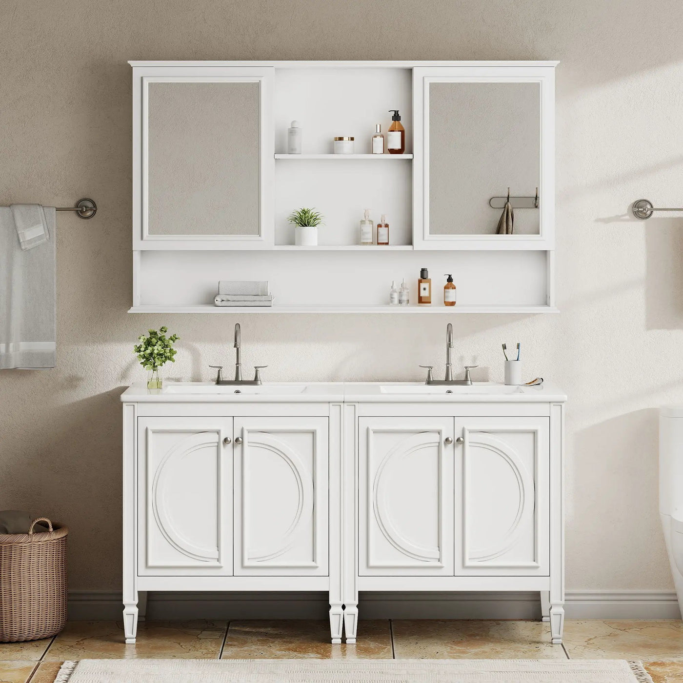 Double Sink Bathroom Vanity Set with Wall Mount Mirror Cabinet by HouseOfZazla