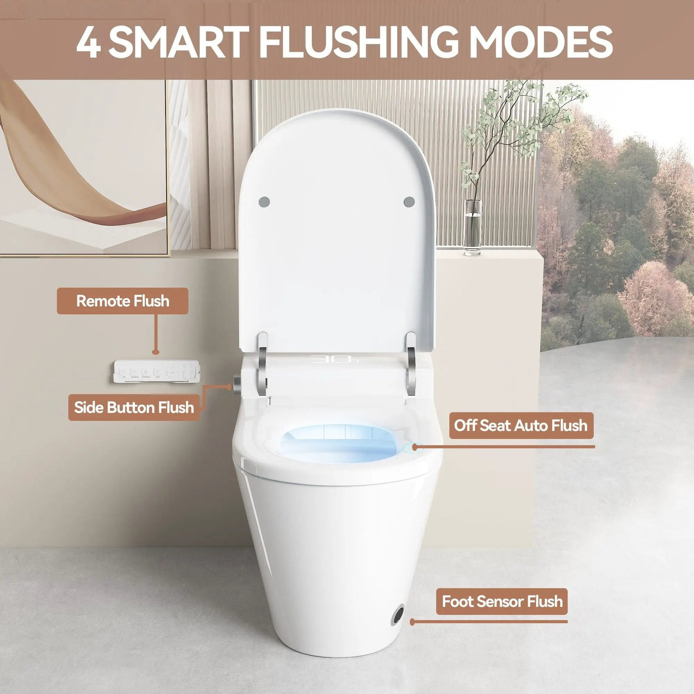 Smart Bidet Toilet With Auto Open / Close Seat, Warm Water Wash, Heated Seat, And Wireless Remote Control by HouseOfZazla