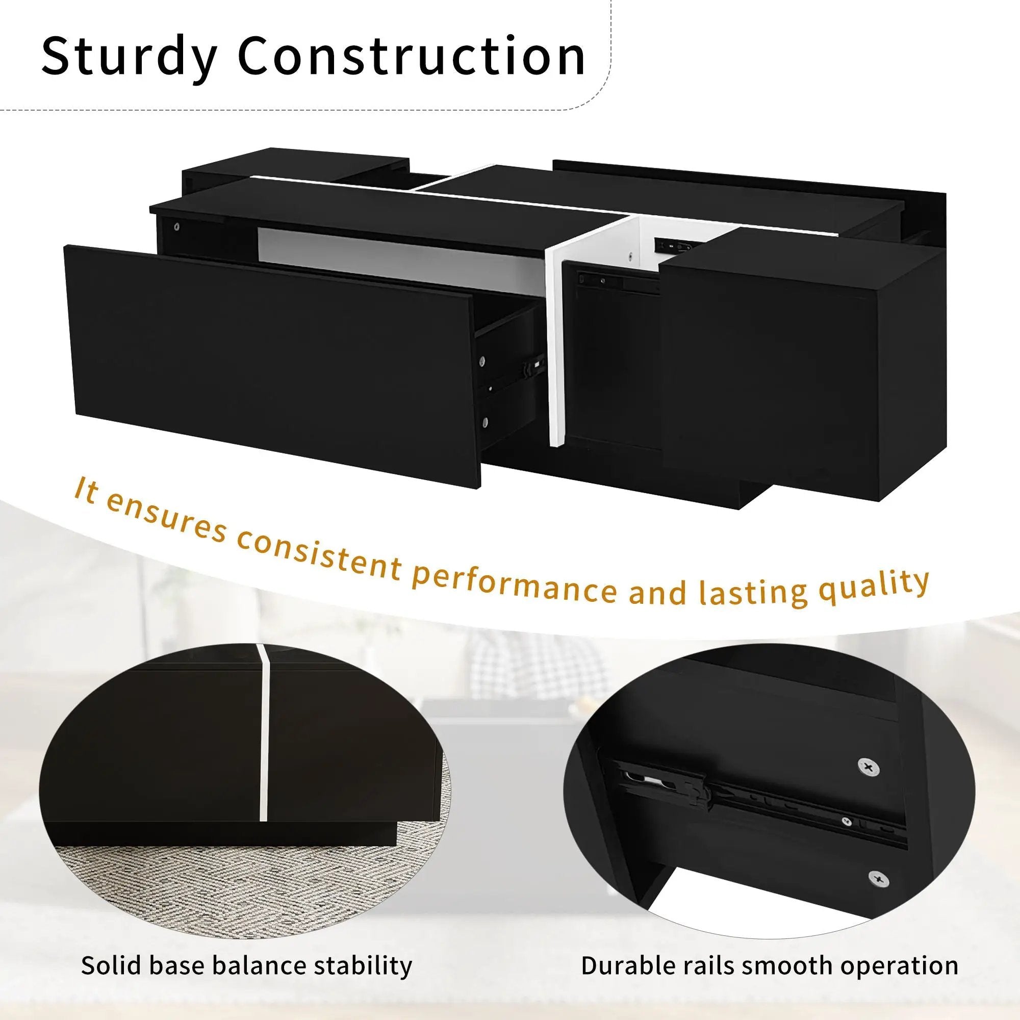 Extendable Coffee Table With 2 Hidden Storage Space And 2 Drawers For Living Room by Unique Piece Furniture