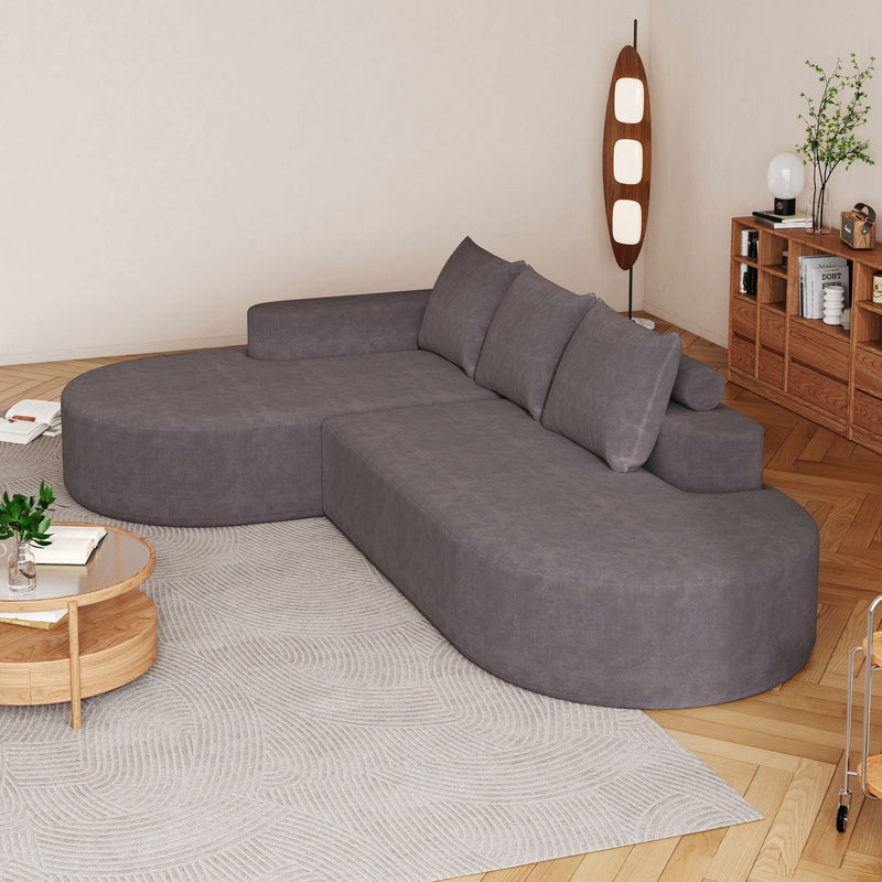 Modern Curved Sofa, L-Shaped Modular Sectional Set With 3 Pillows by HouseOfZazla