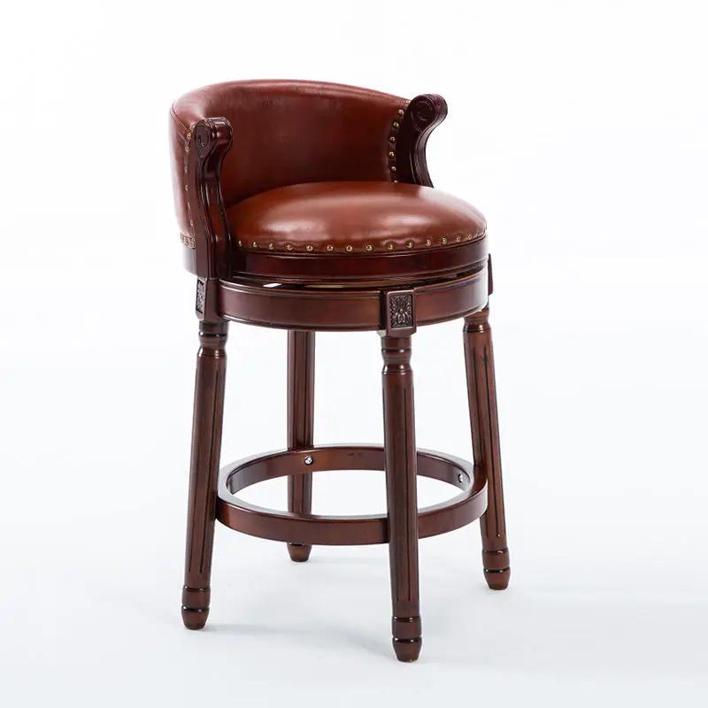 Seat Height 26'' Cow Top Wooden Bar Stool, 360 Degree Swivel Bar Height Chair With Backs For Home Kitchen Counter by Unique Piece Furniture