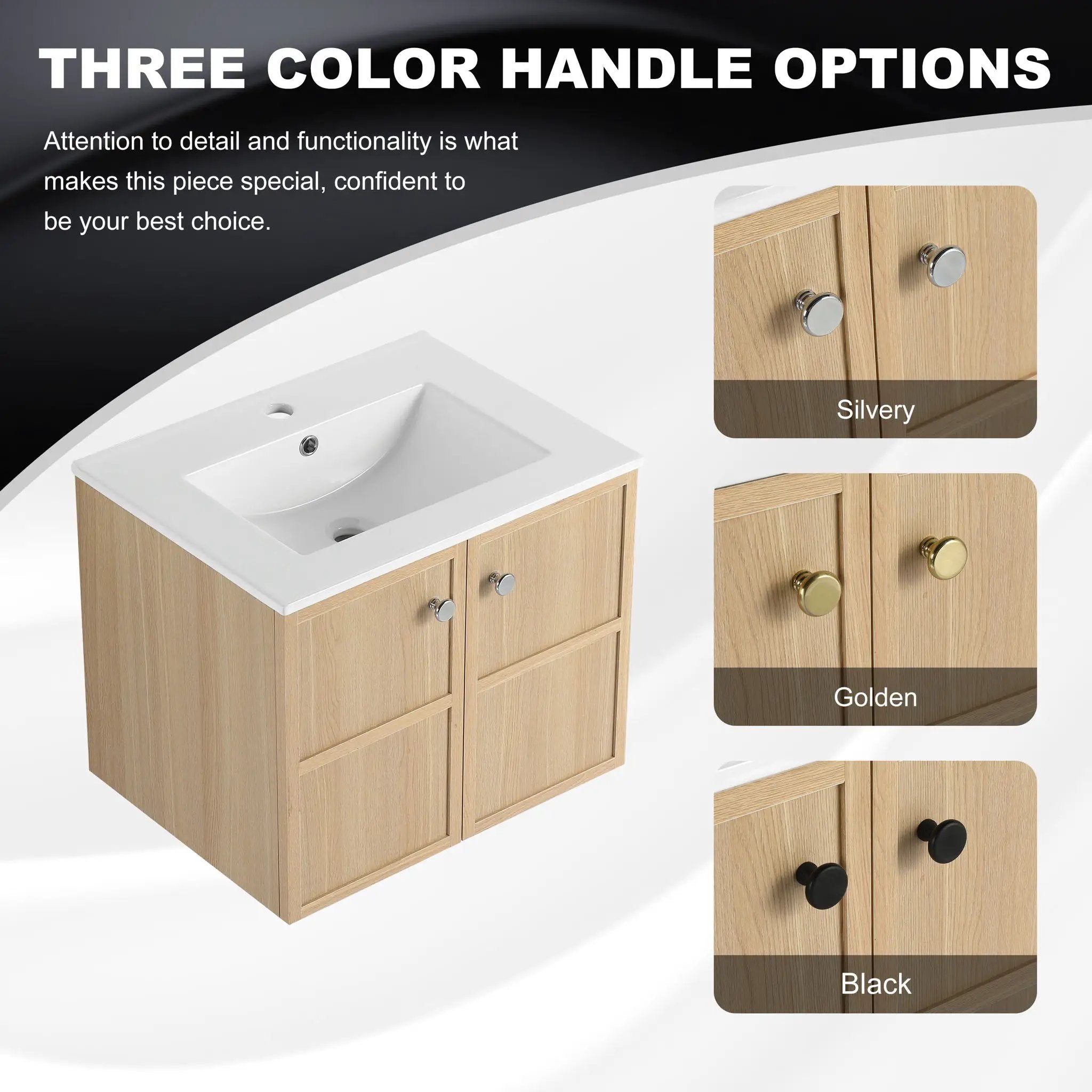 Wall Mounted Bathroom Vanity With Ceramic Sink And 2 Soft Closing Doors by Unique Piece Furniture