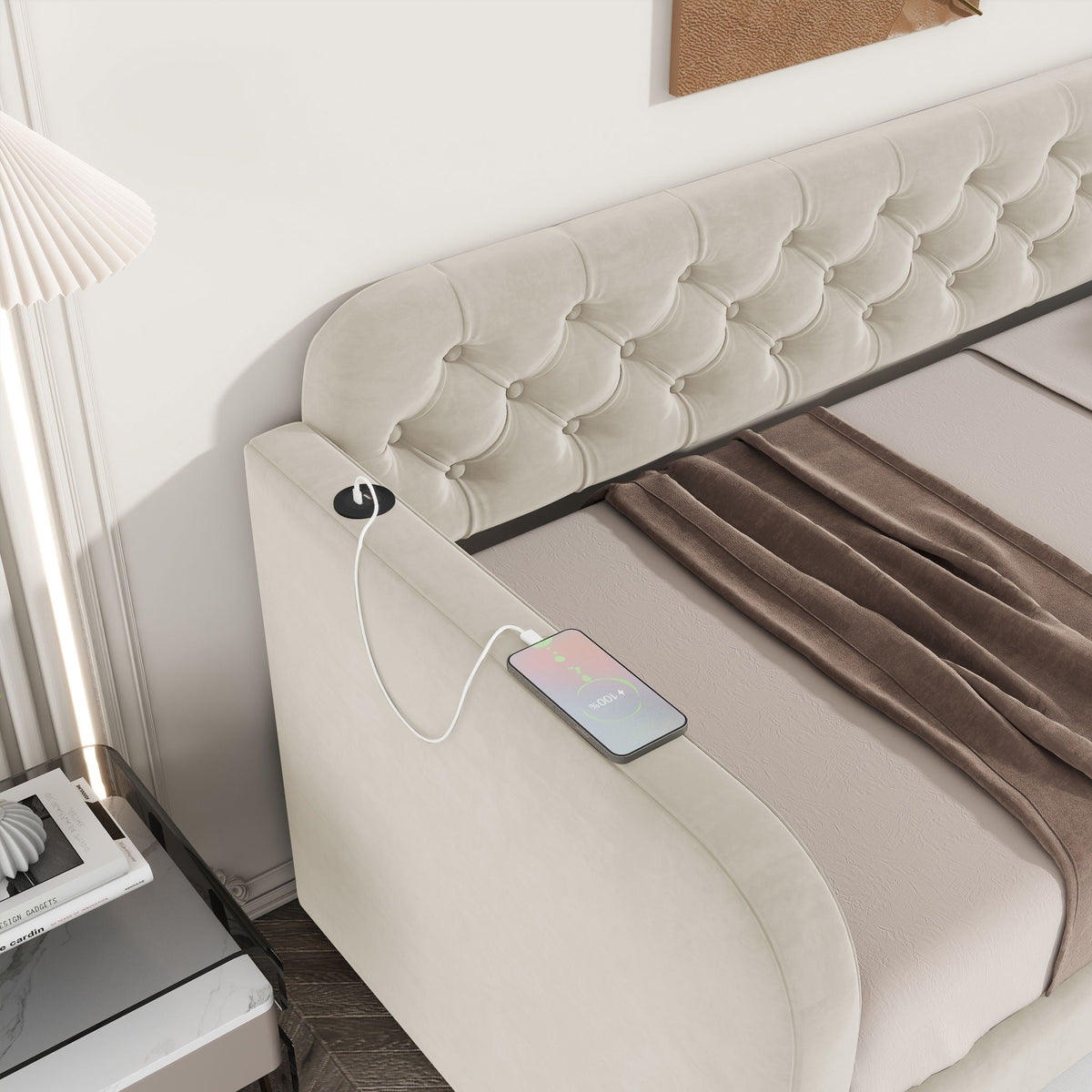 Upholstered Daybed With Trundle and USB Charging - Twin Size, photo 8 of 12
