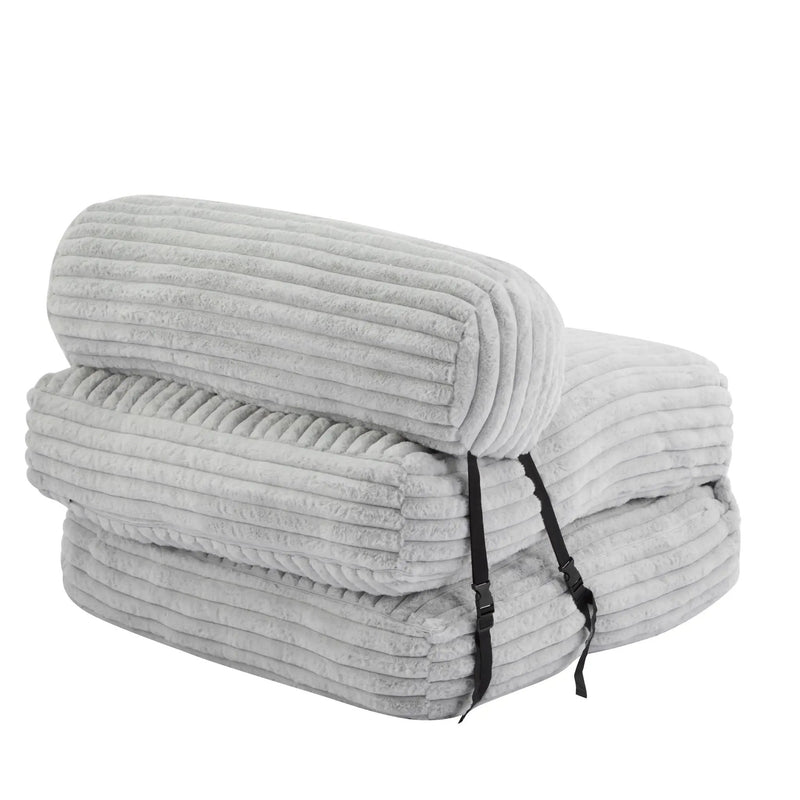 Latina Indoor Foldable Bean Bag Lounge Chair - Light Gray by HouseOfZazla