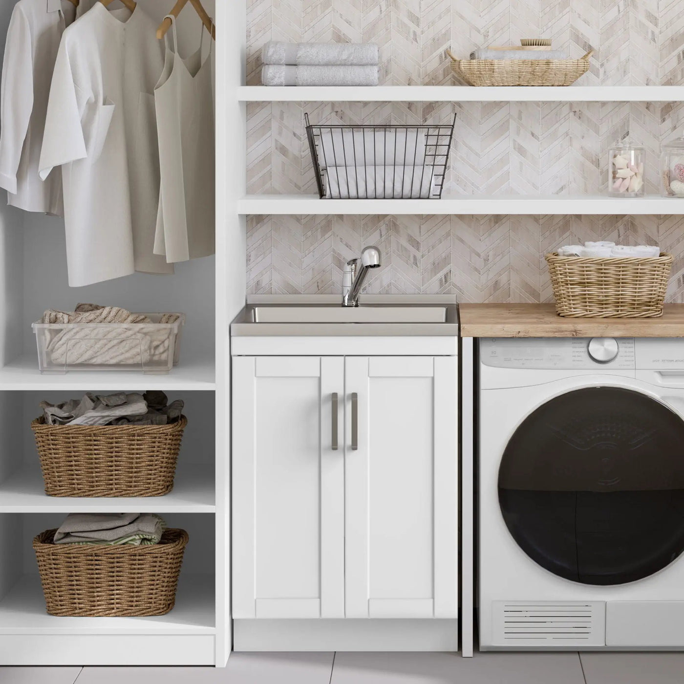 Kyle - Laundry Cabinet & Faucet And Stainless Steel Sink by HouseOfZazla