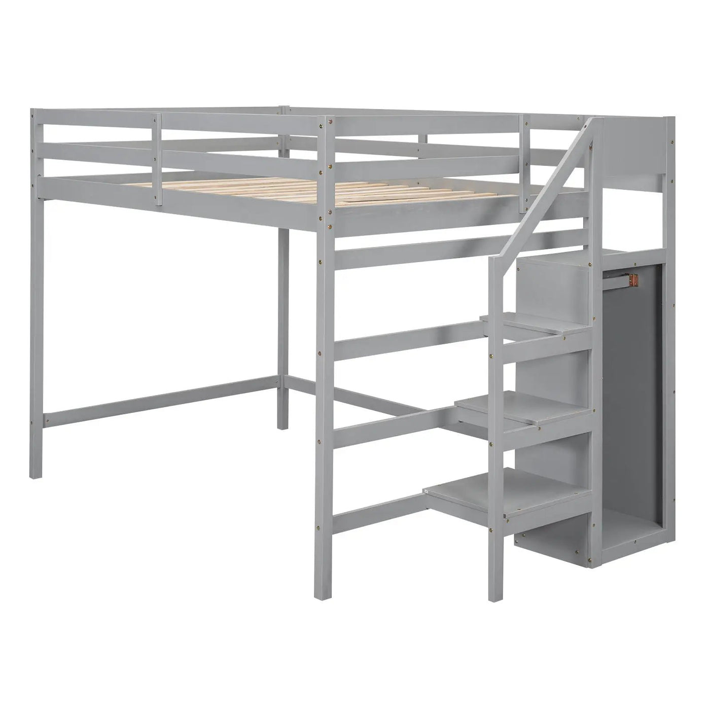 Loft Bed With Built In Storage Wardrobe And Staircase by HouseOfZazla