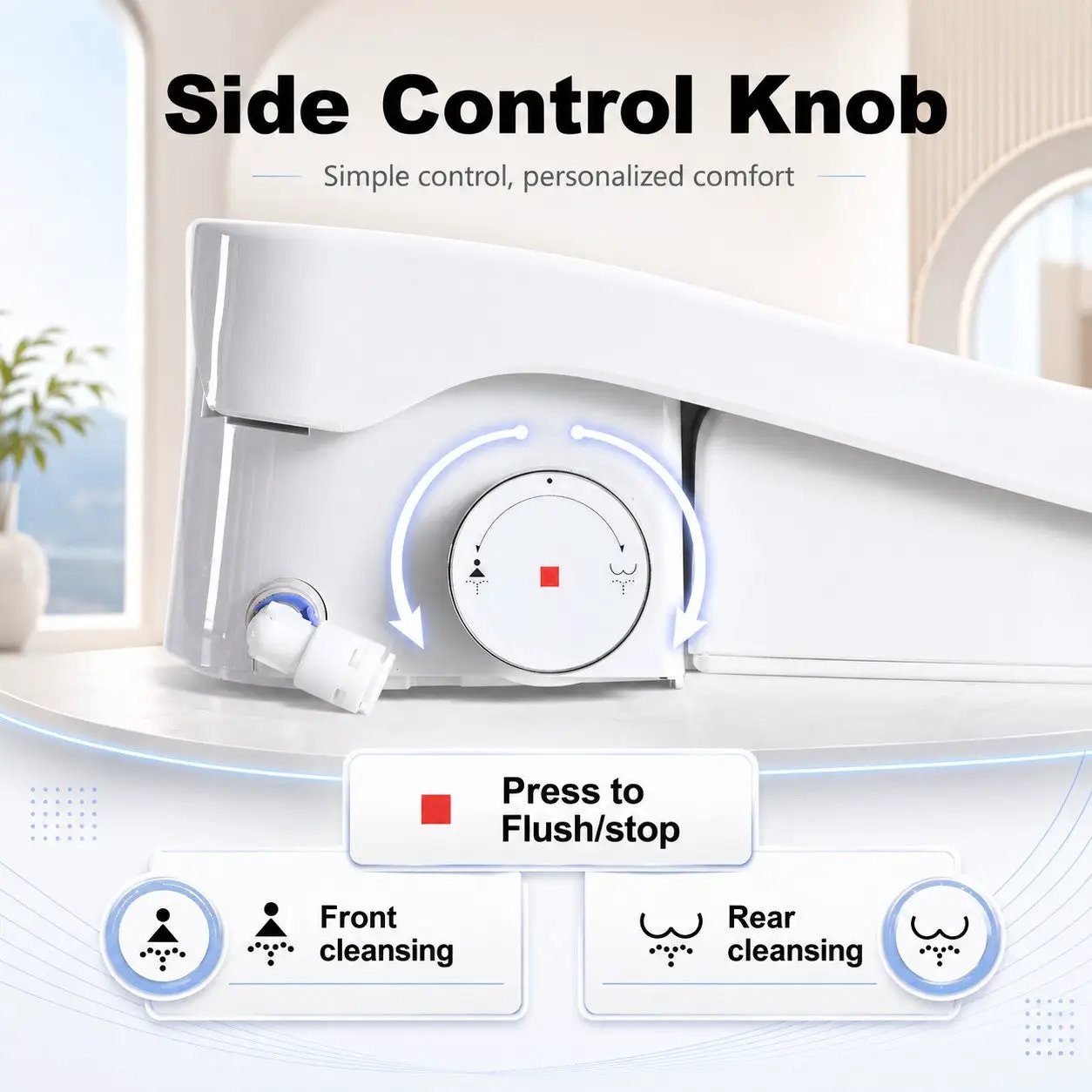 Smart Bidet Toilet Seat with Side Knob Adjustable Heated Seat by HouseOfZazla